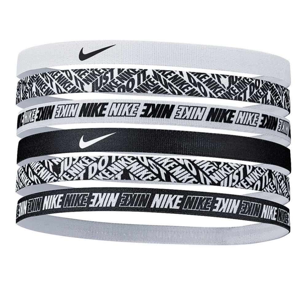 Nike Black White Logo Non-Slip Silicone Headbands Set of 6